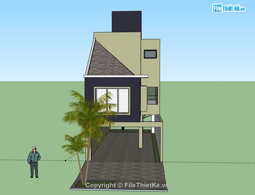 Nhà phố 2 tầng,model su nhà phố 2 tầng,file su nhà phố 2 tầng,nhà phố 2 tầng sketchup,sketchup nhà phố 2 tầng