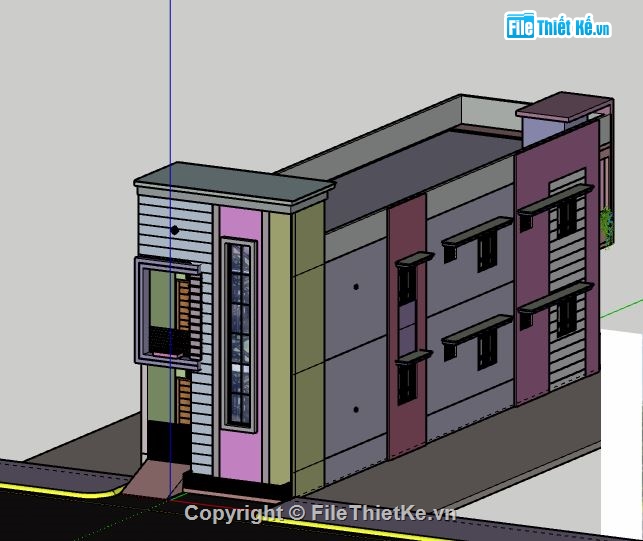 Nhà phố 2 tầng,model su nhà phố 2 tầng,file sketchup nhà phố 2 tầng