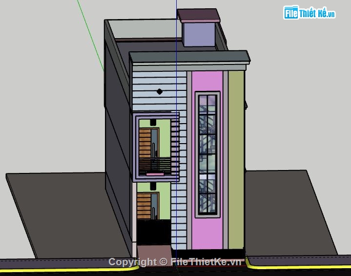 Nhà phố 2 tầng,model su nhà phố 2 tầng,file sketchup nhà phố 2 tầng