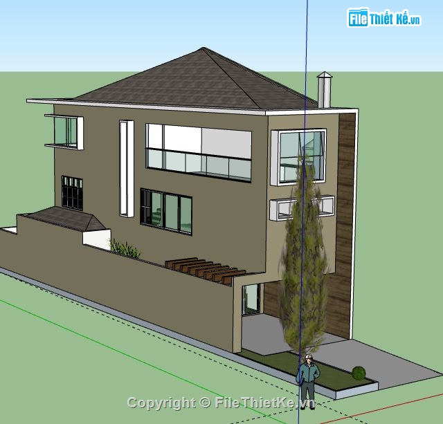 Nhà phố 2 tầng,model su nhà phố 2 tầng,sketchup nhà phố 2 tầng,nhà phố 2 tầng file su,file su nhà phố 2 tầng