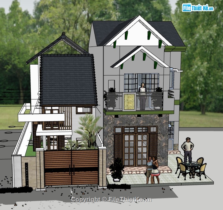 sketchup nhà phố,su nhà phố,sketchup nhà phố 2 tầng,su nhà phố 2 tầng