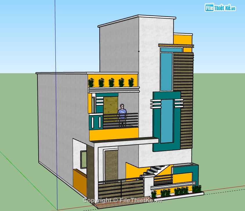 Nhà phố 2 tầng,model su nhà phố 2 tầng,nhà phố 2 tầng sketchup