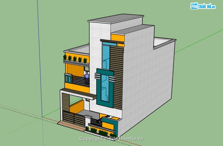 Nhà phố 2 tầng,model su nhà phố 2 tầng,nhà phố 2 tầng sketchup