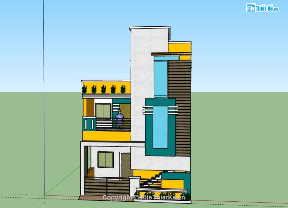 Nhà phố 2 tầng,model su nhà phố 2 tầng,nhà phố 2 tầng sketchup