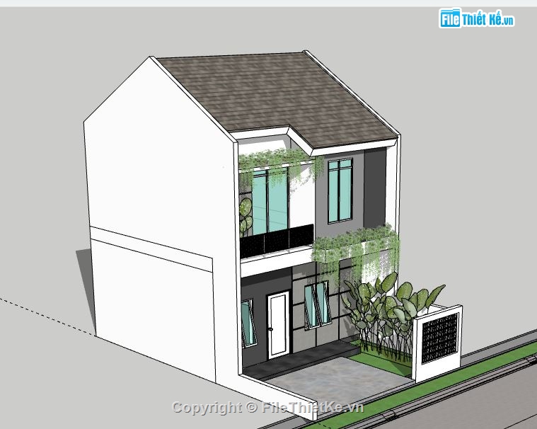 Nhà phố 2 tầng,Model su nhà phố 2 tầng,file su nhà phố 2 tầng,nhà phố 2 tầng sketchup