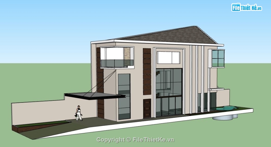 Nhà phố 2 tầng,file sketchup nhà phố 2 tầng,su nhà phố 2 tầng,nhà phố 2 tầng file su,nhà phố 2 tầng file sketchup