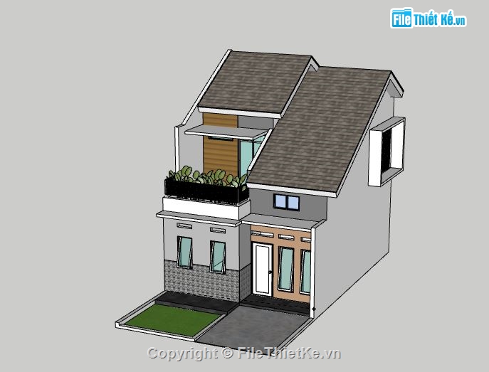 Nhà phố 2 tầng,Model su nhà phố 2 tầng,sketchup nhà phố 2 tầng,nhà phố 2 tầng sketchup