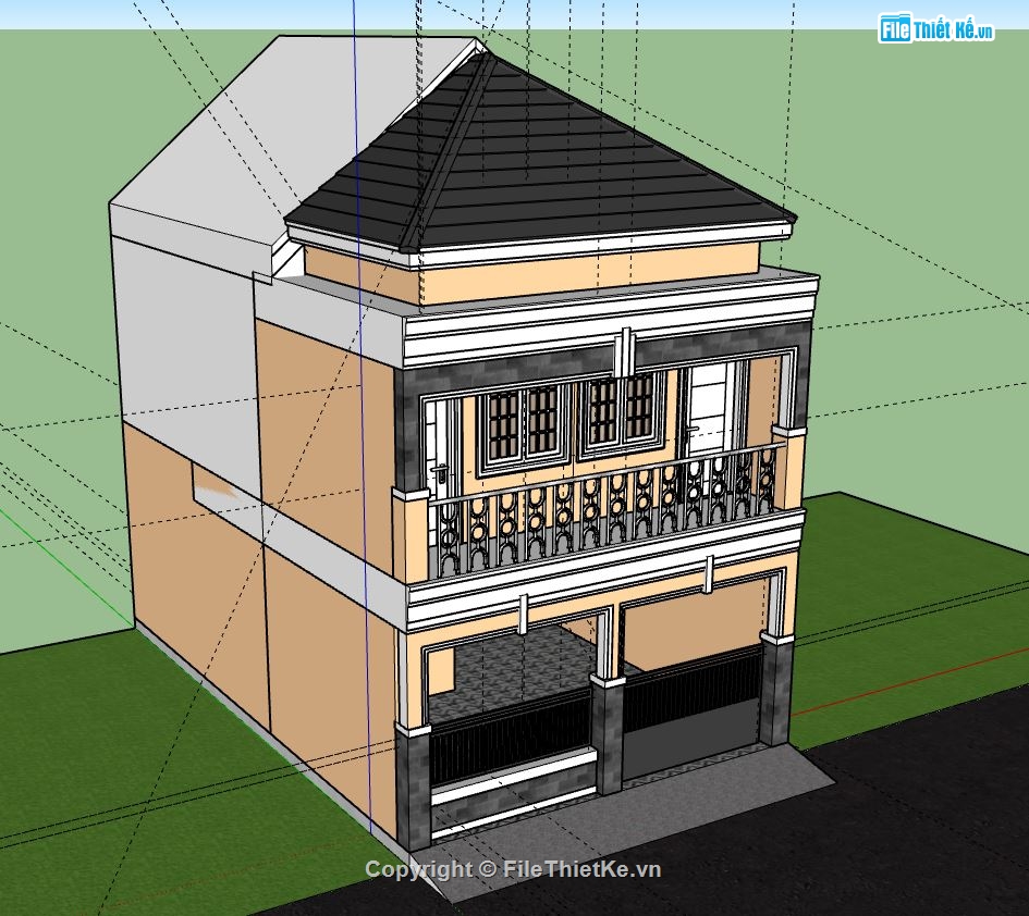 Nhà phố 2 tầng,model su nhà phố 2 tầng,file su nhà phố 2 tầng,nhà phố 2 tầng model su,sketchup nhà phố 2 tầng