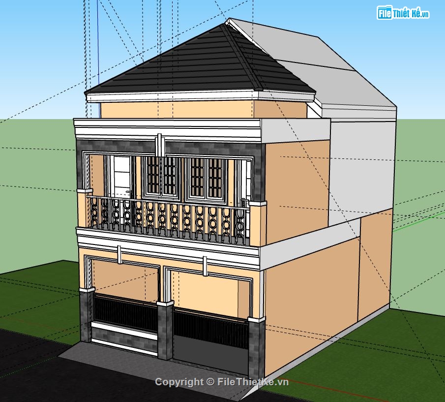 Nhà phố 2 tầng,model su nhà phố 2 tầng,file su nhà phố 2 tầng,nhà phố 2 tầng model su,sketchup nhà phố 2 tầng