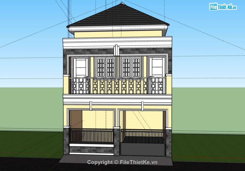 Nhà phố 2 tầng,model su nhà phố 2 tầng,file su nhà phố 2 tầng,nhà phố 2 tầng model su,sketchup nhà phố 2 tầng