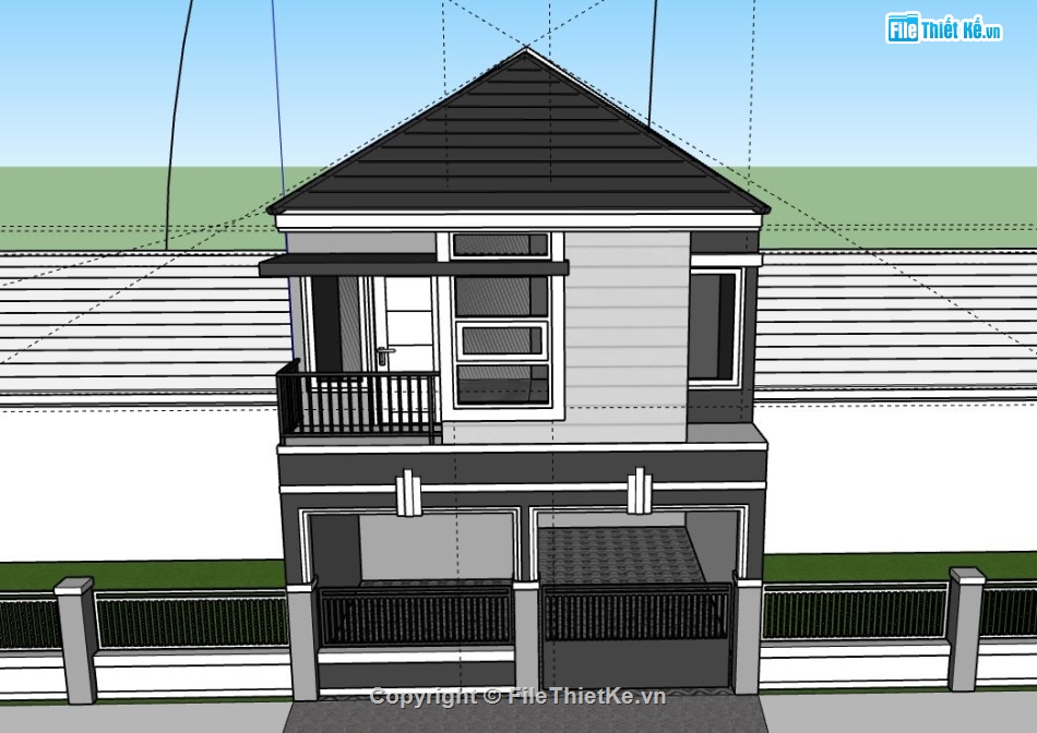 Nhà phố 2 tầng,model su nhà phố 2 tầng,sketchup nhà phố 2 tầng,nhà phố 2 tầng file su