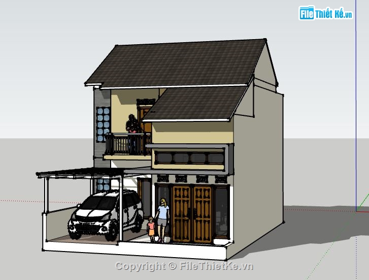 Nhà phố 2 tầng,model su nhà phố 2 tầng,file su nhà phố 2 tầng,sketchup nhà phố 2 tầng,nhà phố 2 tầng sketchup