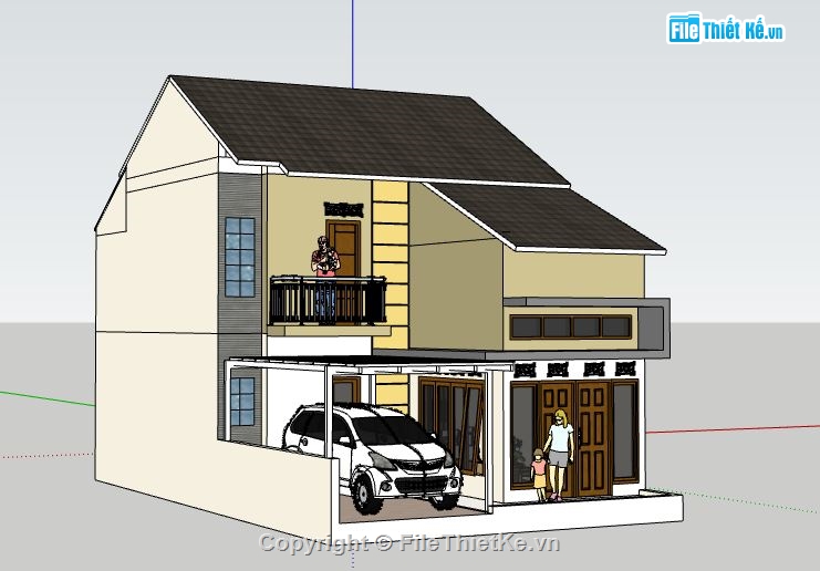 Nhà phố 2 tầng,model su nhà phố 2 tầng,file su nhà phố 2 tầng,sketchup nhà phố 2 tầng,nhà phố 2 tầng sketchup