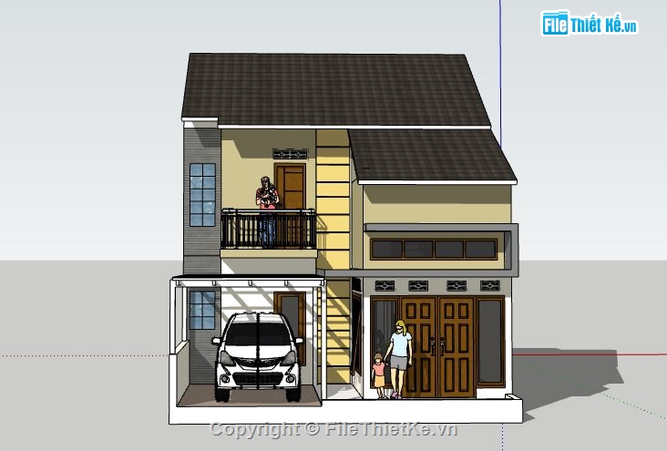 Nhà phố 2 tầng,model su nhà phố 2 tầng,file su nhà phố 2 tầng,sketchup nhà phố 2 tầng,nhà phố 2 tầng sketchup