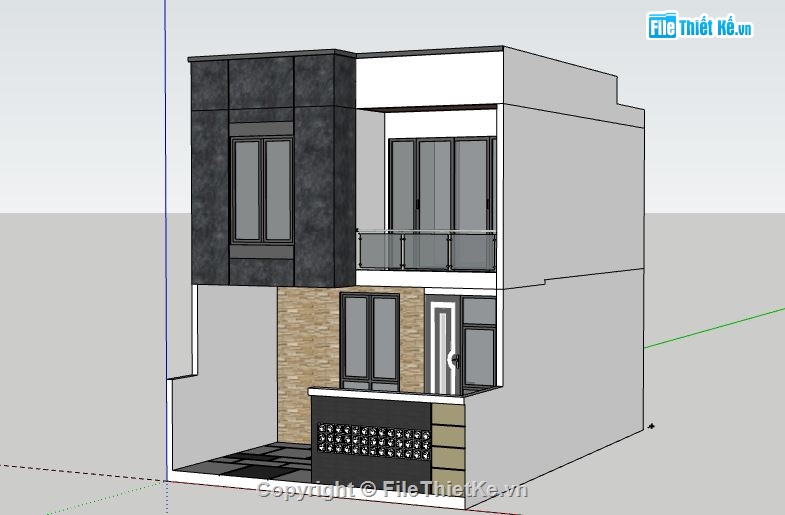 Nhà phố 2 tầng,model su nhà phố 2 tầng,file su nhà phố 2 tầng,file sketchup nhà phố 2 tầng,nhà phố 2 tầng sketchup