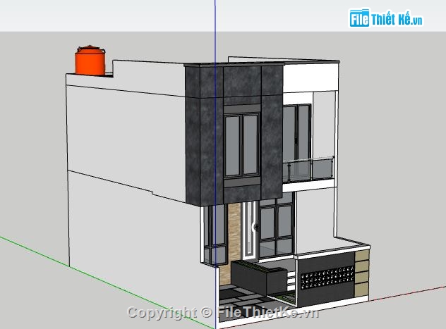 Nhà phố 2 tầng,model su nhà phố 2 tầng,file su nhà phố 2 tầng,file sketchup nhà phố 2 tầng,nhà phố 2 tầng sketchup