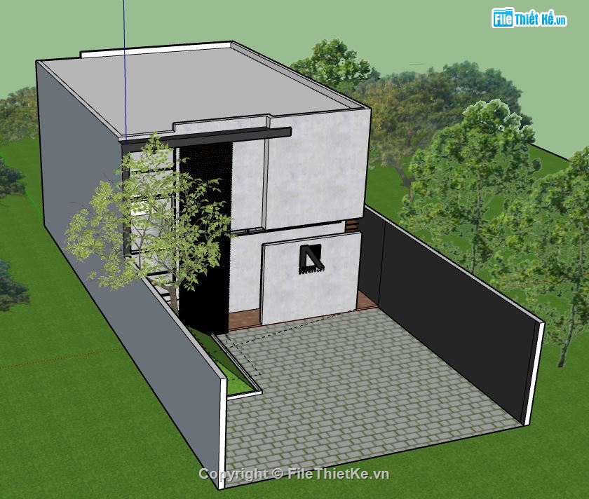 Nhà phố 2 tầng,File su nhà phố 2 tầng,model su nhà phố 2 tầng,nhà phố 2 tầng file su,sketchup nhà phố 2 tầng