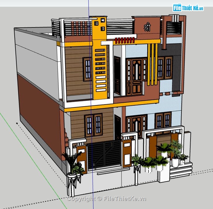 Nhà phố 2 tầng,model su nhà phố 2 tầng,sketchup nhà phố 2 tầng,nhà phố 2 tầng sketchup,file su nhà phố 2 tầng