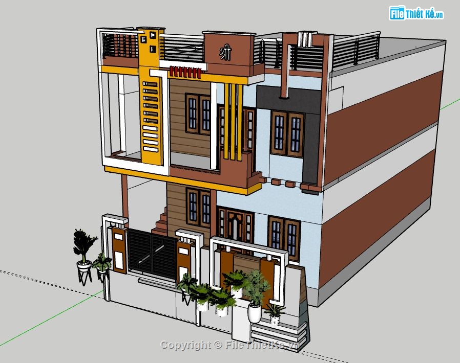 Nhà phố 2 tầng,model su nhà phố 2 tầng,sketchup nhà phố 2 tầng,nhà phố 2 tầng sketchup,file su nhà phố 2 tầng