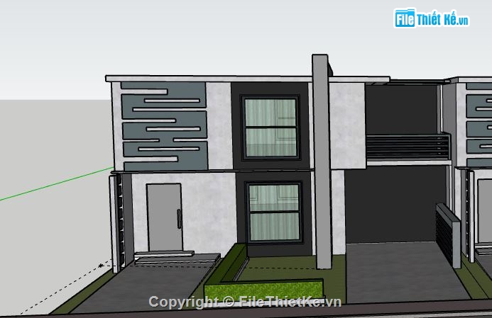 Nhà phố 2 tầng,model su nhà phố 2 tầng,file su nhà phố 2 tầng,sketchup nhà phố 2 tầng