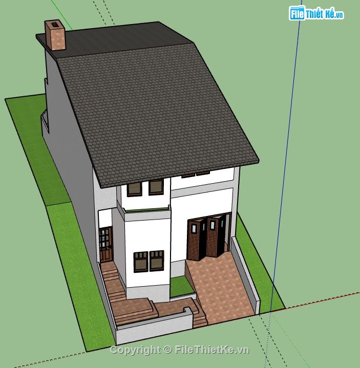 Nhà phố 2 tầng,model su nhà phố 2 tầng,file su nhà phố 2 tầng,nhà phố 2 tầng sketchup,file sketchup nhà phố 2 tầng