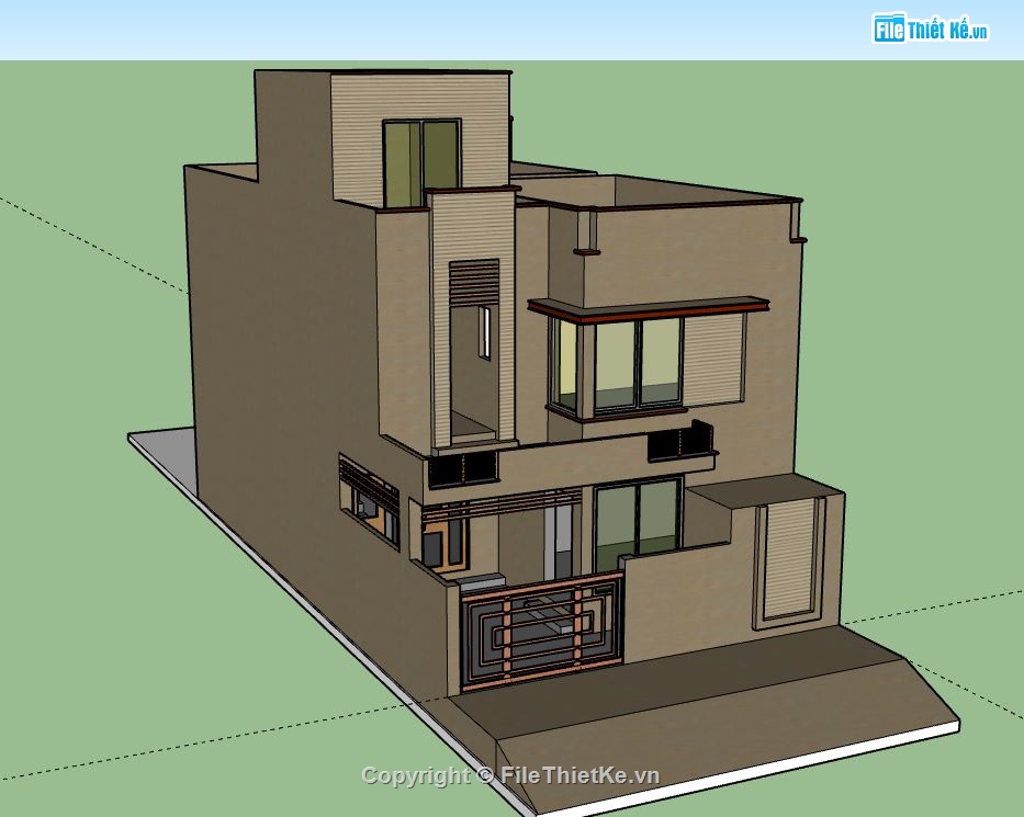 Nhà phố 2 tầng,model su nhà phố 2 tầng,file su nhà phố 2 tầng,nhà phố 2 tầng file su,sketchup nhà phố 2 tầng