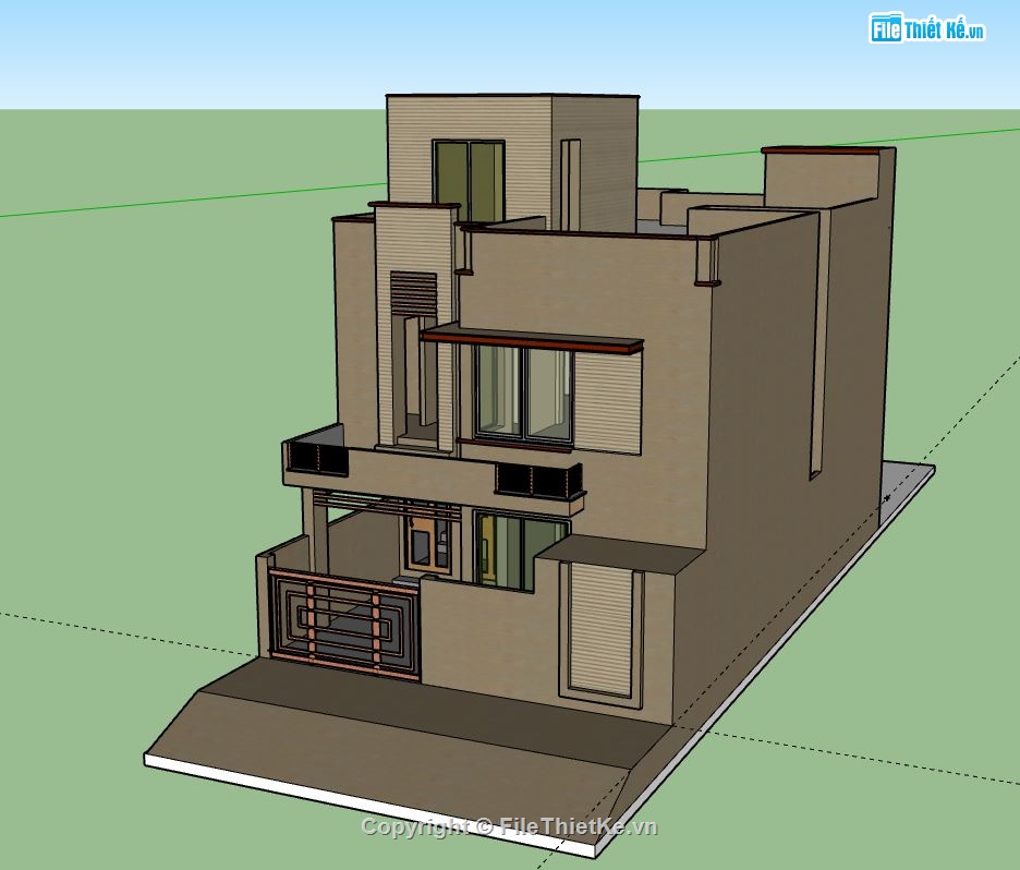 Nhà phố 2 tầng,model su nhà phố 2 tầng,file su nhà phố 2 tầng,nhà phố 2 tầng file su,sketchup nhà phố 2 tầng