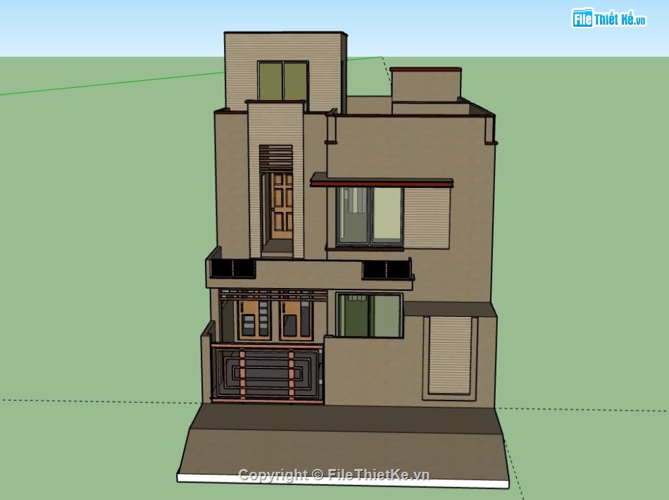 Nhà phố 2 tầng,model su nhà phố 2 tầng,file su nhà phố 2 tầng,nhà phố 2 tầng file su,sketchup nhà phố 2 tầng