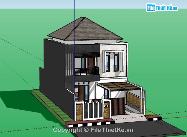 Nhà phố 2 tầng,model su nhà phố 2 tầng,file su nhà phố 2 tầng,nhà phố 2 tầng sketchup,file sketchup nhà phố 2 tầng