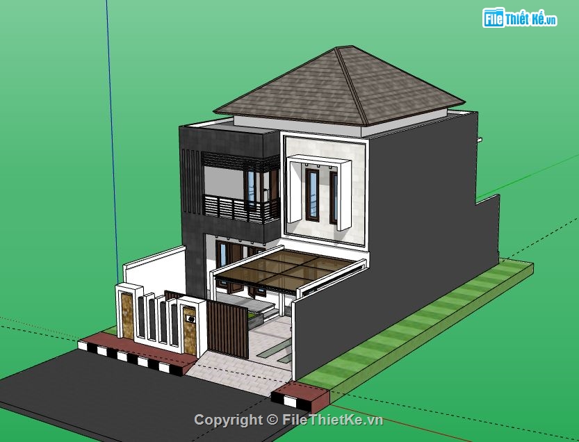 Nhà phố 2 tầng,model su nhà phố 2 tầng,file su nhà phố 2 tầng,nhà phố 2 tầng sketchup,file sketchup nhà phố 2 tầng