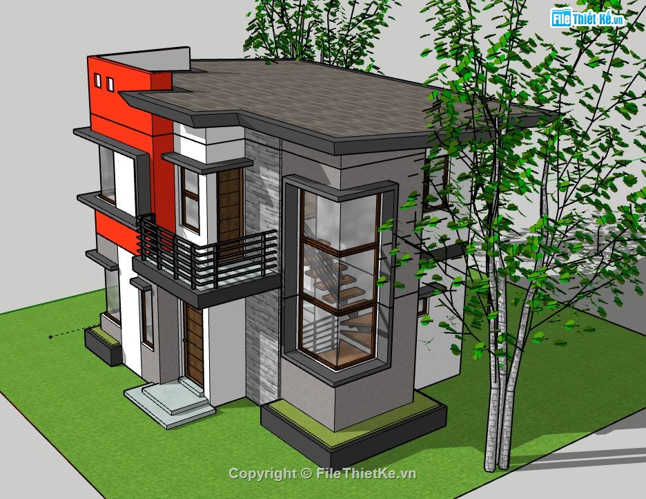 Nhà phố 2 tầng,file su nhà phố 2 tầng,nhà phố 2 tầng file sketchup,nhà phố 2 tầng sketchup,sketchup mẫu nhà phố 2 tầng