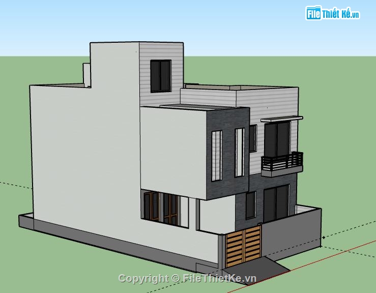 Nhà phố 2 tầng,model su nhà phố 2 tầng,file su nhà phố 2 tầng,sketchup nhà phố 2 tầng