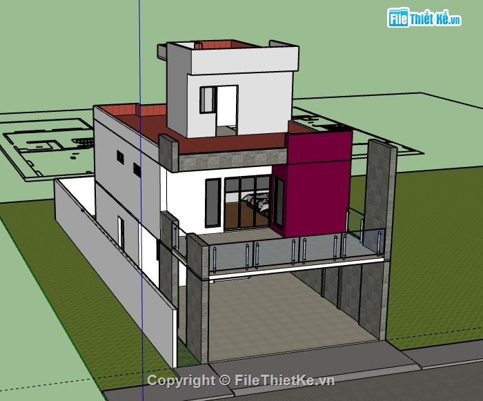 Nhà phố 2 tầng,model su nhà phố 2 tầng,file su nhà phố 2 tầng,nhà phố 2 tầng file su,sketchup nhà phố 2 tầng