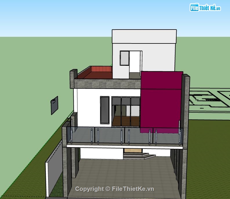 Nhà phố 2 tầng,model su nhà phố 2 tầng,file su nhà phố 2 tầng,nhà phố 2 tầng file su,sketchup nhà phố 2 tầng