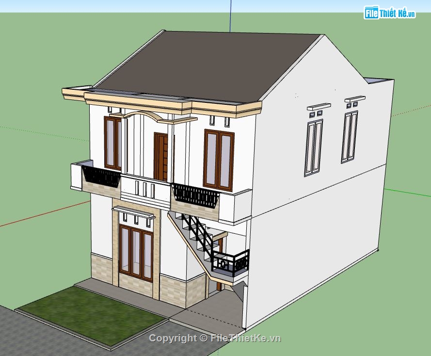 Nhà phố 2 tầng,model su nhà phố 2 tầng,nhà phố 2 tầng file su,sketchup nhà phố 2 tầng,nhà phố 2 tầng model su