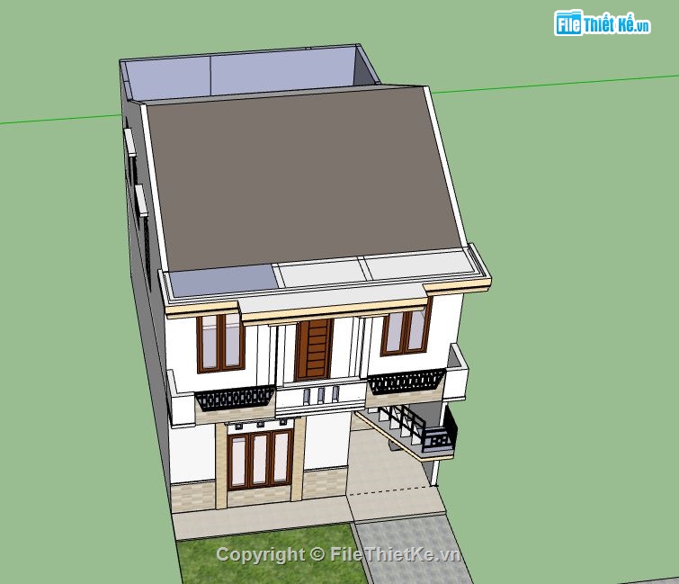 Nhà phố 2 tầng,model su nhà phố 2 tầng,nhà phố 2 tầng file su,sketchup nhà phố 2 tầng,nhà phố 2 tầng model su