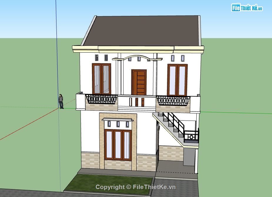 Nhà phố 2 tầng,model su nhà phố 2 tầng,nhà phố 2 tầng file su,sketchup nhà phố 2 tầng,nhà phố 2 tầng model su