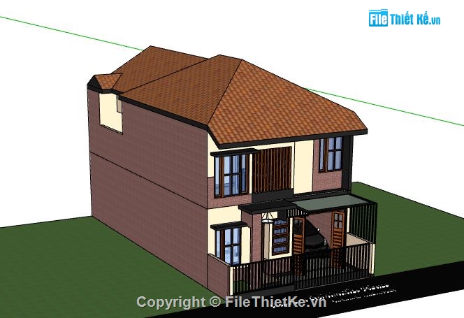 Nhà phố 2 tầng,model su nhà phố 2 tầng,file su nhà phố 2 tầng,sketchup nhà phố 2 tầng,nhà phố 2 tầng file sketchup