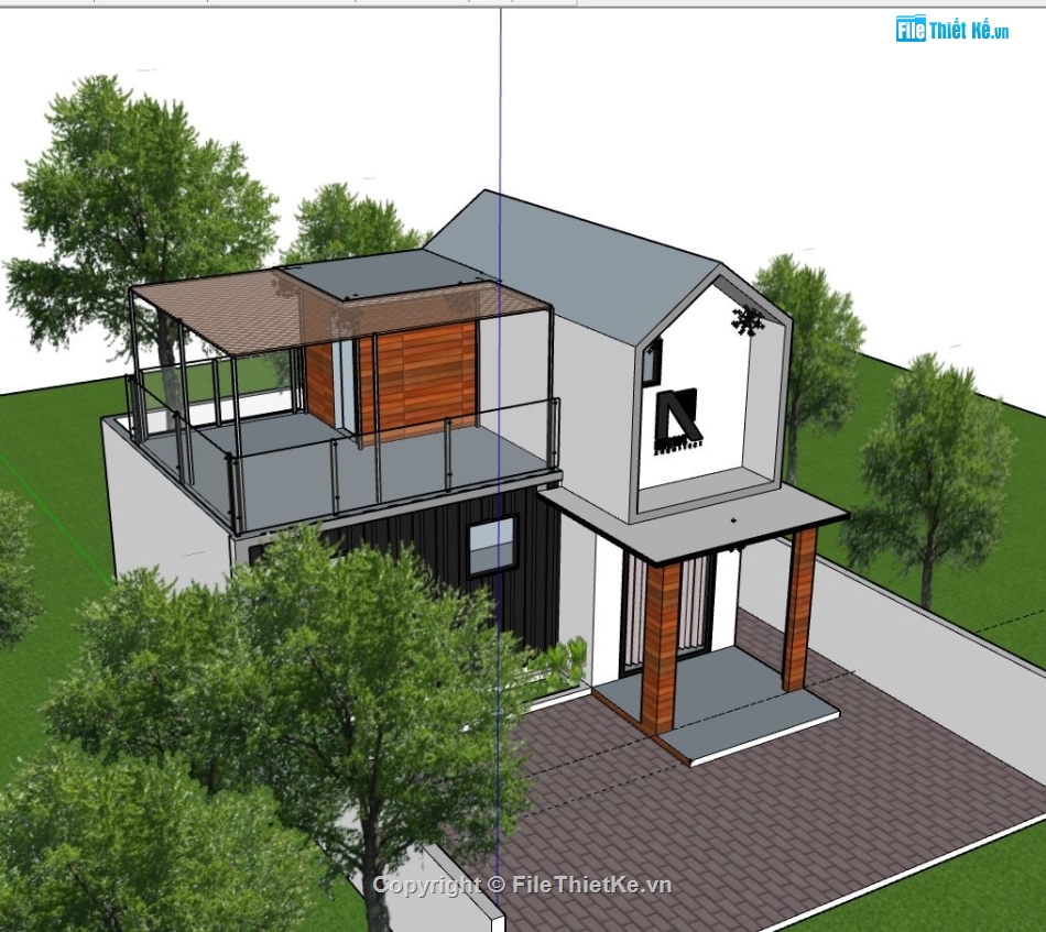 Nhà phố 2 tầng,Model su nhà phố 2 tầng,nhà phố 2 tầng file su,sketchup nhà phố 2 tầng