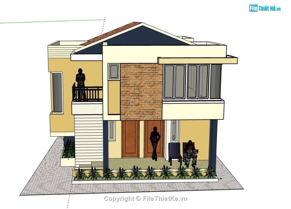 Nhà phố 2 tầng,model su nhà phố 2 tầng,file su nhà phố 2 tầng,nhà phố 2 tầng sketchup,sketchup nhà phố 2 tầng