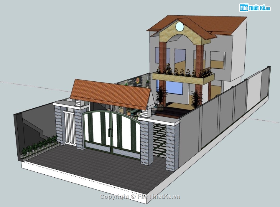 Nhà phố 2 tầng,file su nhà phố 2 tầng,model su nhà phố 2 tầng,nhà phố 2 tầng file sketchup,sketchup nhà phố 2 tầng