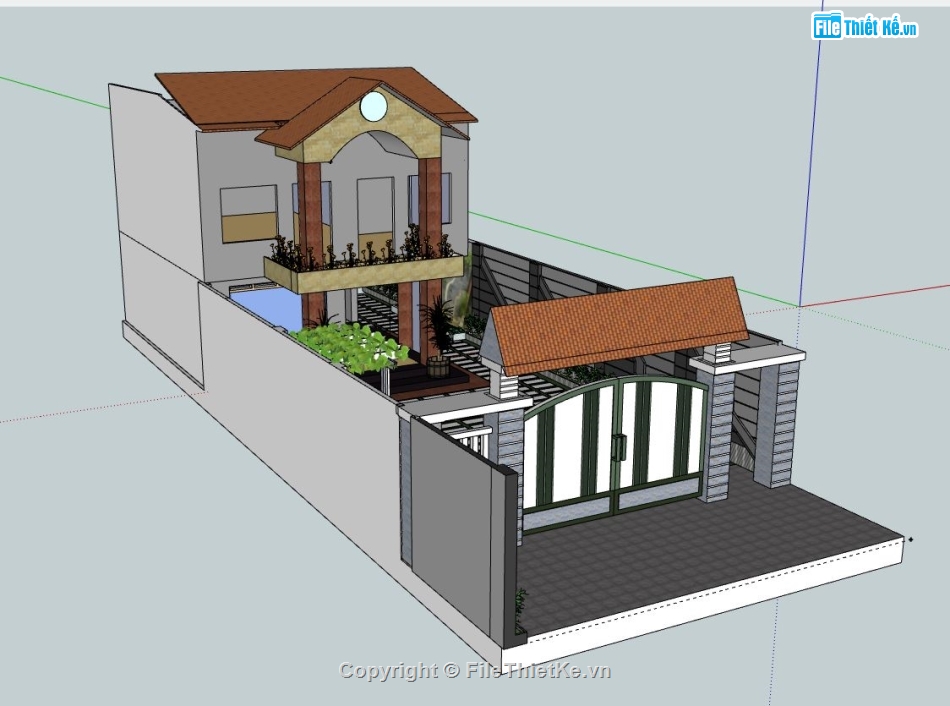 Nhà phố 2 tầng,file su nhà phố 2 tầng,model su nhà phố 2 tầng,nhà phố 2 tầng file sketchup,sketchup nhà phố 2 tầng