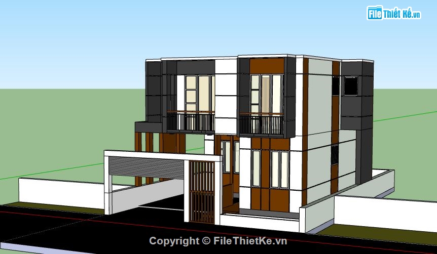 Nhà 2 tầng,model su nhà phố 2 tầng,nhà phố 2 tầng model su,sketchup nhà phố 2 tầng