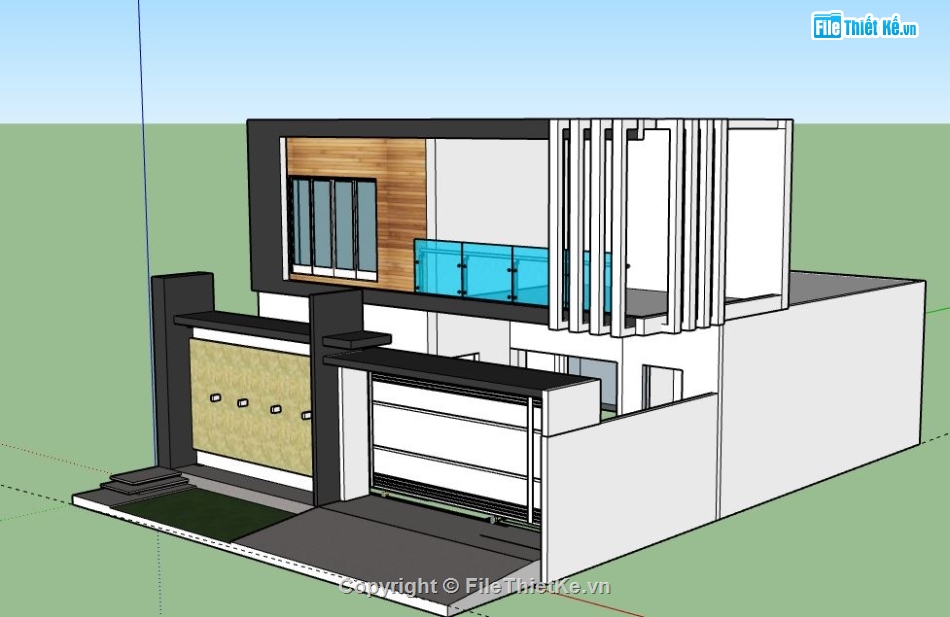 Nhà phố 2 tầng,sketchup nhà phố 2 tầng,nhà phố 2 tầng sketchup