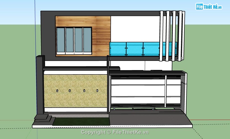 Nhà phố 2 tầng,sketchup nhà phố 2 tầng,nhà phố 2 tầng sketchup