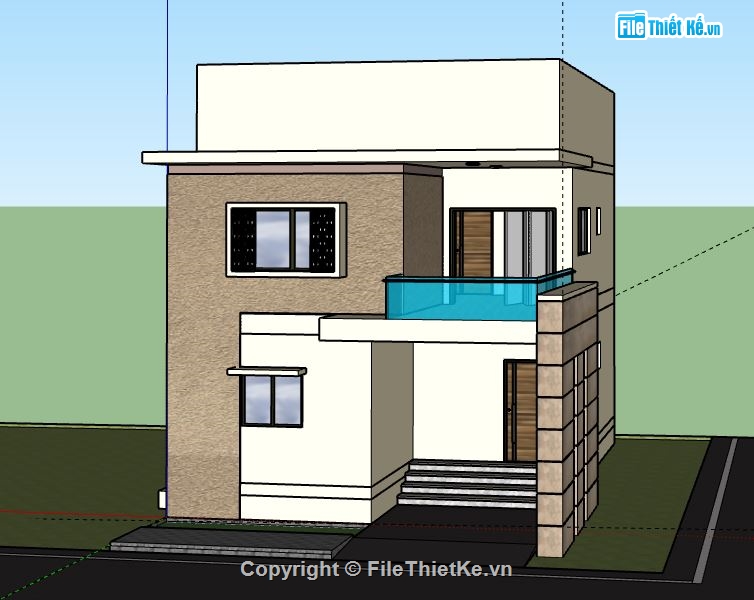 Nhà phố 2 tầng,file sketchup nhà phố 2 tầng,model su nhà phố 2 tầng,nhà phố 2 tầng file su,sketchup nhà phố 2 tầng