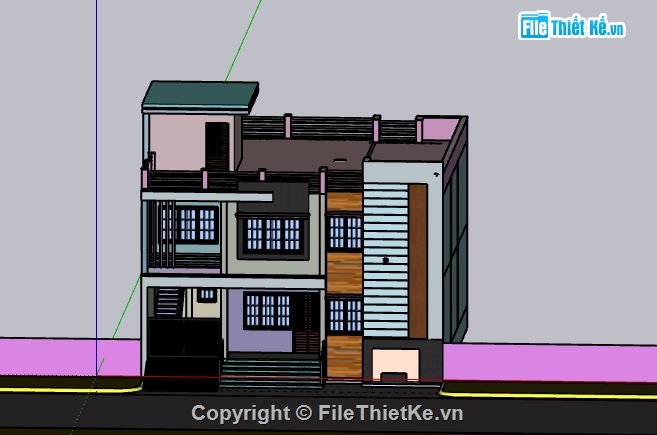 Nhà phố 2 tầng,model su nhà phố 2 tầng,file su nhà phố 2 tầng