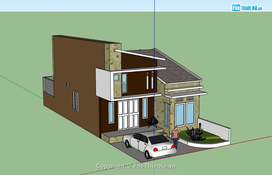 Nhà phố 2 tầng,sketchup nhà phố 2 tầng,nhà phố 2 tầng file su,model su nhà phố 2 tầng