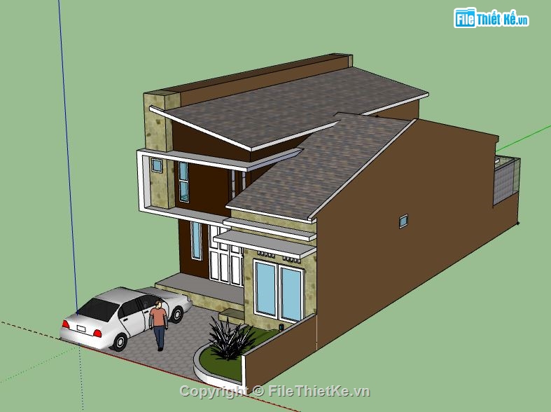 Nhà phố 2 tầng,sketchup nhà phố 2 tầng,nhà phố 2 tầng file su,model su nhà phố 2 tầng