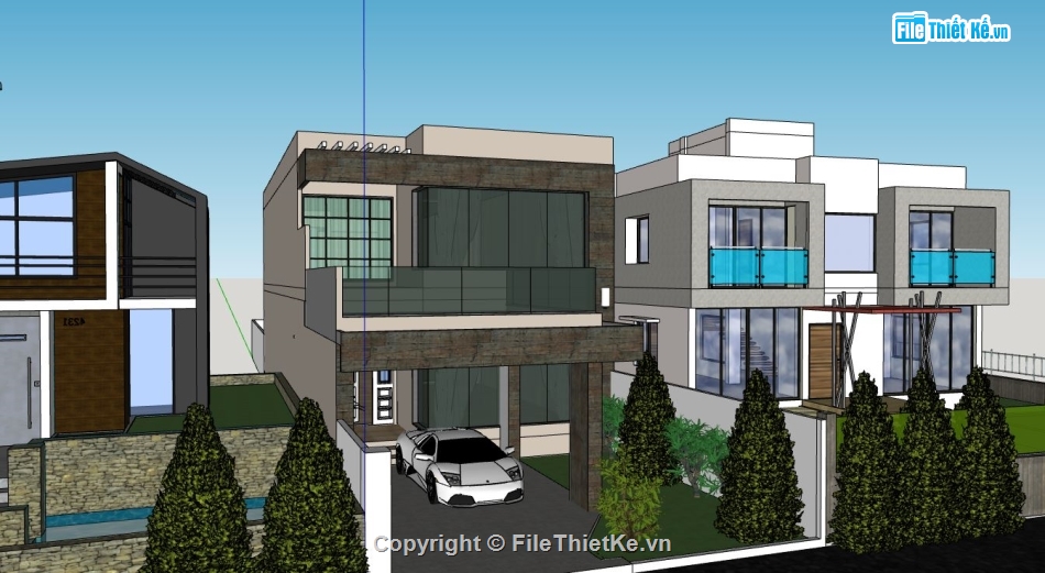 su nhà phố,file sketchup nhà phố,model su nhà phố